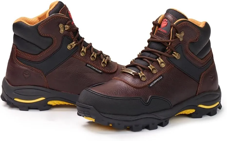 SUREWAY Men's 6" Steel Toe Waterproof Work Boot Heavy Duty - Leather,Lace Up, Comfortable Outsole, EH Construction Industrial Ankle Mens Safety Work Boots