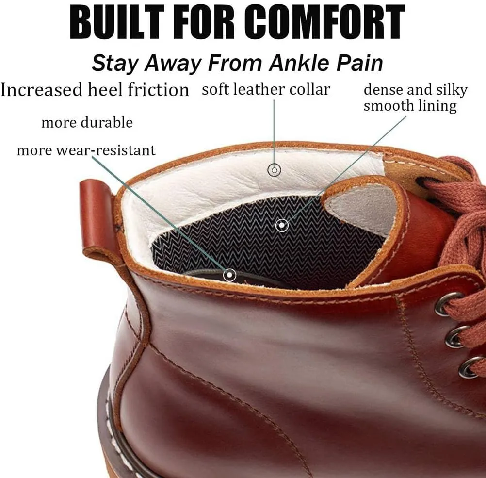 SUREWAY Mens 6" Stylish and Comfort Leather Ankle Lace-up Boots,Men Dress Chukka Boots,6-Inch Service Boot Pro,Casual Soft toe Brown Work Boots