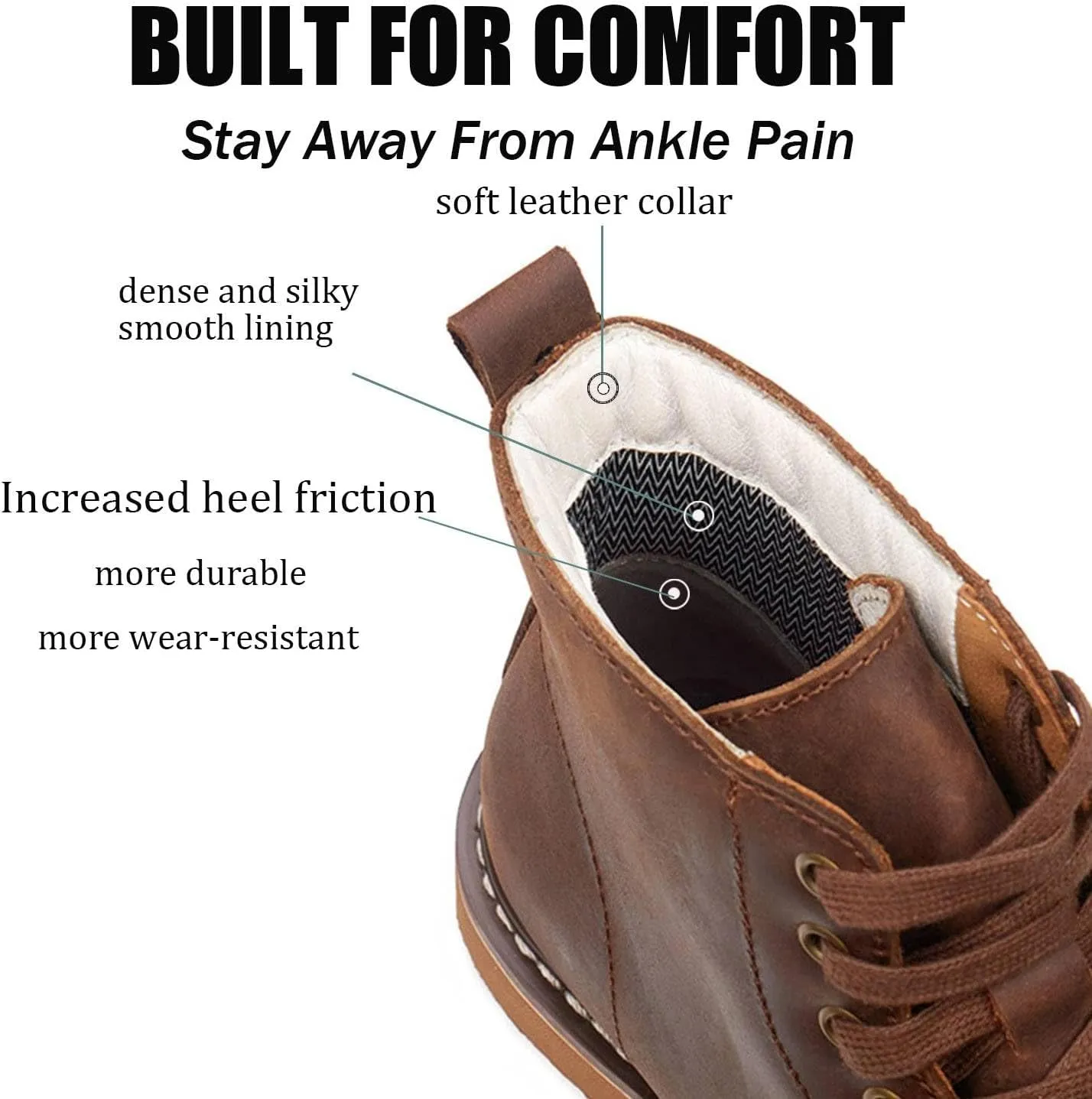 SUREWAY Mens 6" Stylish and Comfort Leather Ankle Lace-up Boots,Men Dress Chukka Boots,6-Inch Service Boot Pro,Casual Soft toe Brown Work Boots