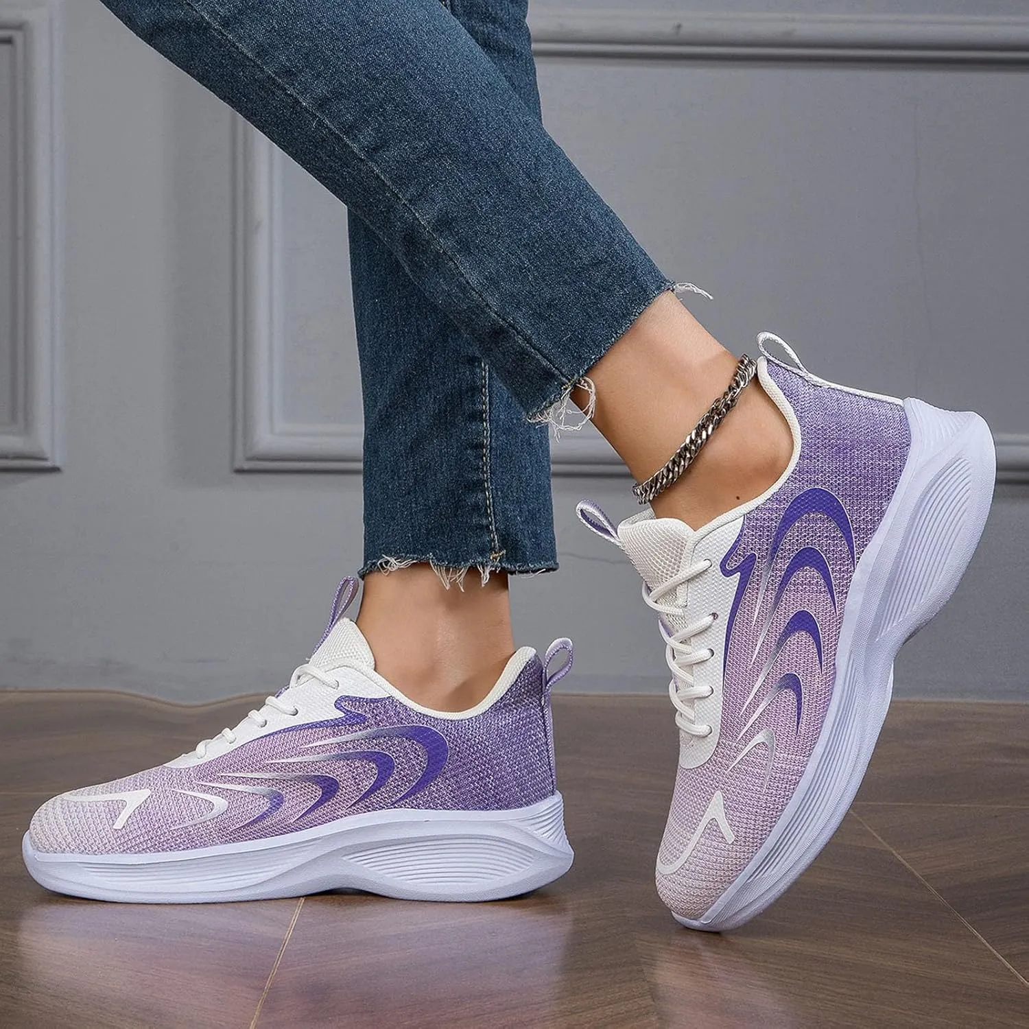 Tennis Shoes Womens Walking Fashion Lace Up Comfortable Soft Sole Sneakers Summer Lightweight Breathable Workout Shoes