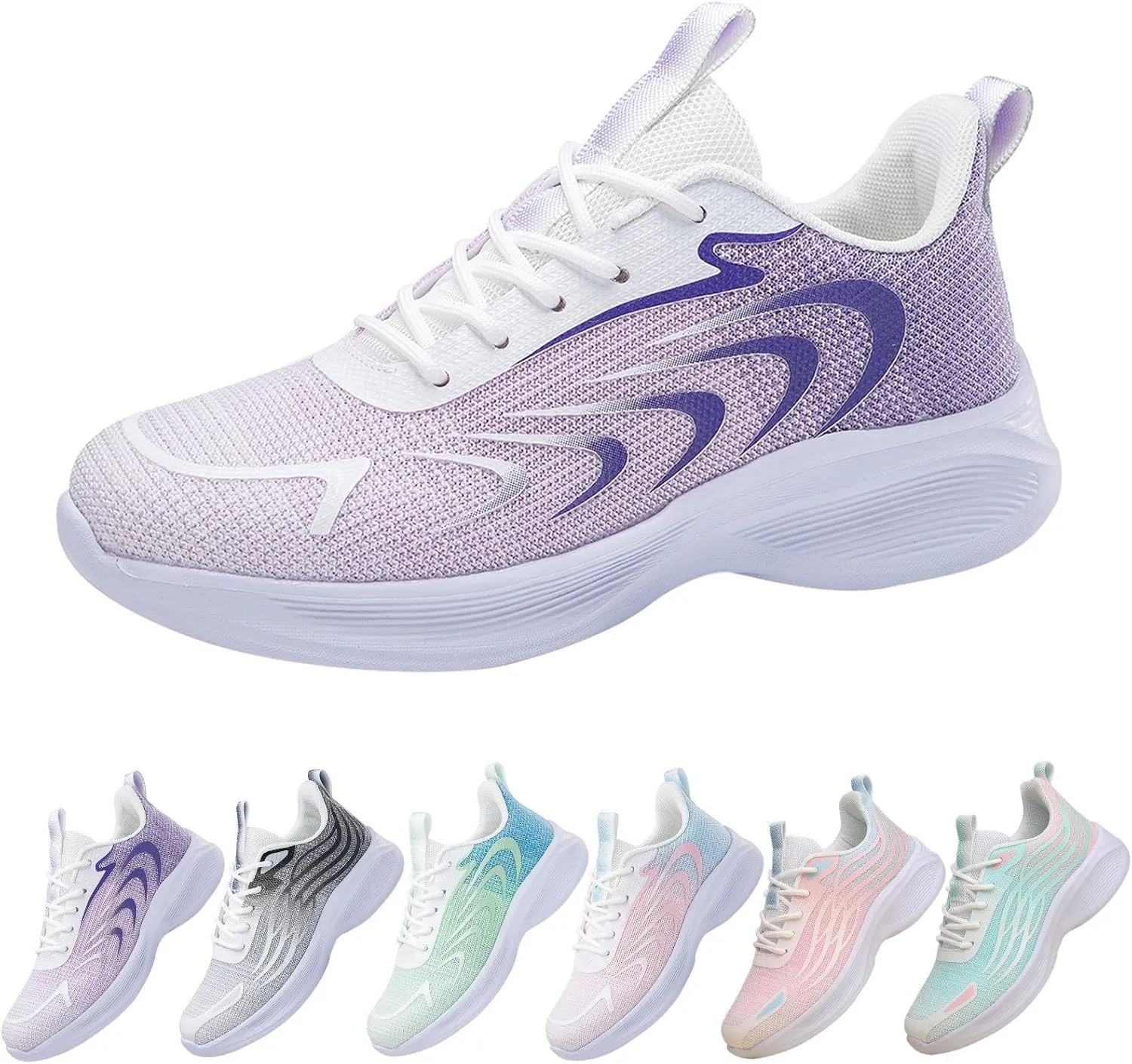 Tennis Shoes Womens Walking Fashion Lace Up Comfortable Soft Sole Sneakers Summer Lightweight Breathable Workout Shoes