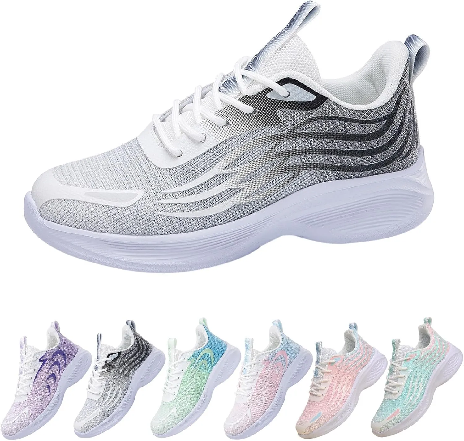 Tennis Shoes Womens Walking Fashion Lace Up Comfortable Soft Sole Sneakers Summer Lightweight Breathable Workout Shoes