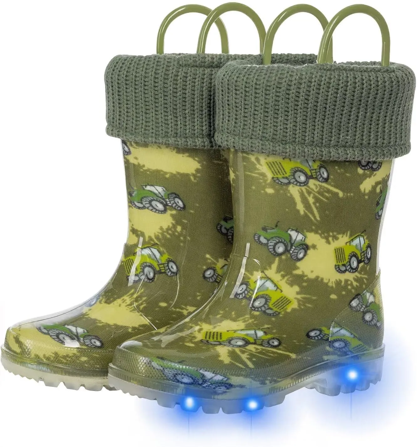 Toddler Rain Boots Kids Light up Snow Boots Boys Girls Waterproof Winter Boots with Removable Warm Lining