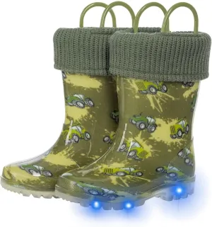Toddler Rain Boots Kids Light up Snow Boots Boys Girls Waterproof Winter Boots with Removable Warm Lining