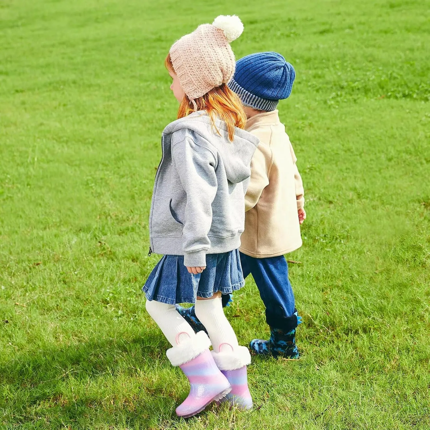 Toddler Rain Boots Kids Light up Snow Boots Boys Girls Waterproof Winter Boots with Removable Warm Lining