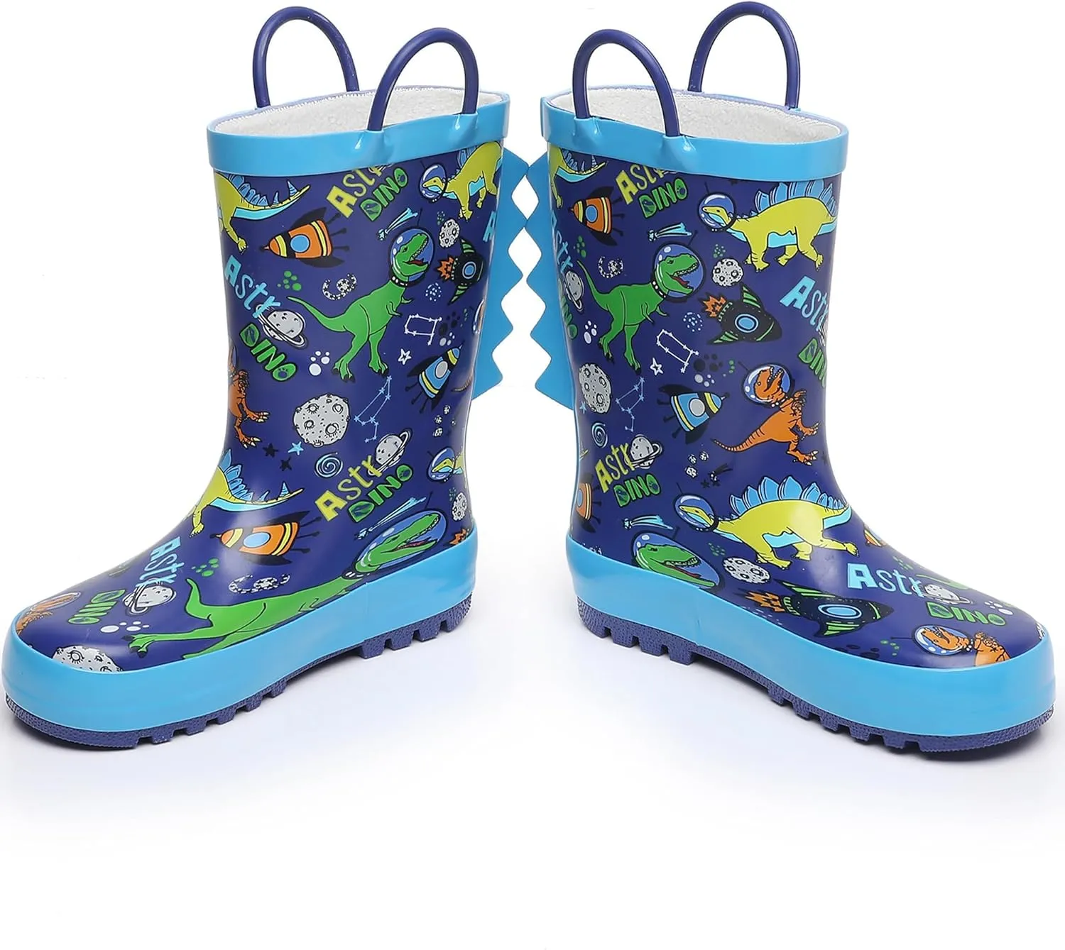 Toddler Rain Boots with Easy-On Handles, Waterproof Rubber Kids Rain Boots for Girls and Boys, in Fun Printed & Colors Unisex-Child Outdoor Rain Boots