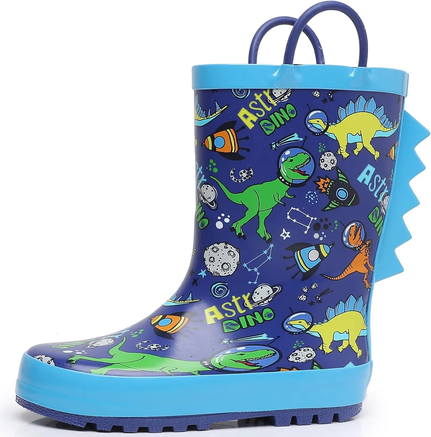 Toddler Rain Boots with Easy-On Handles, Waterproof Rubber Kids Rain Boots for Girls and Boys, in Fun Printed & Colors Unisex-Child Outdoor Rain Boots