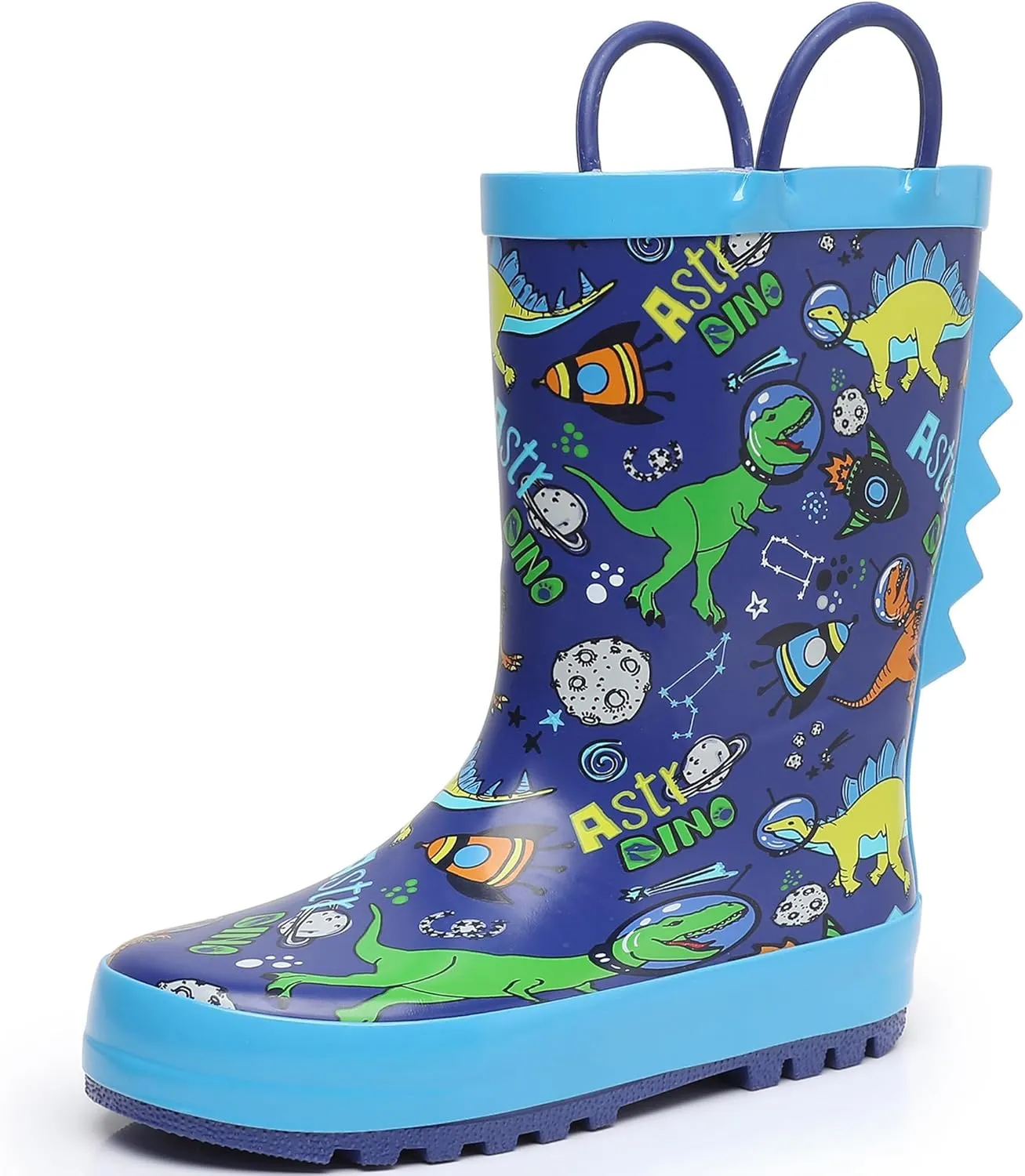 Toddler Rain Boots with Easy-On Handles, Waterproof Rubber Kids Rain Boots for Girls and Boys, in Fun Printed & Colors Unisex-Child Outdoor Rain Boots