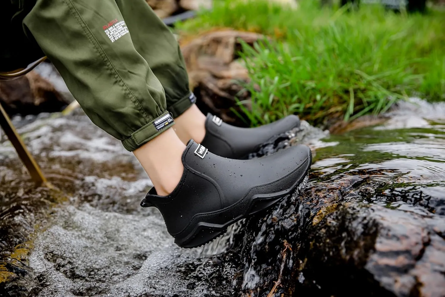 Trendy Outdoor Waterproof Anti Slip Durable Women's Rain Boots, Solid Color Garden Shoes