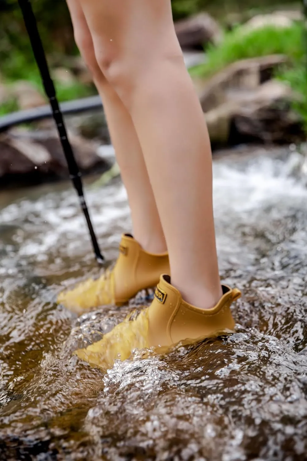 Trendy Outdoor Waterproof Anti Slip Durable Women's Rain Boots, Solid Color Garden Shoes