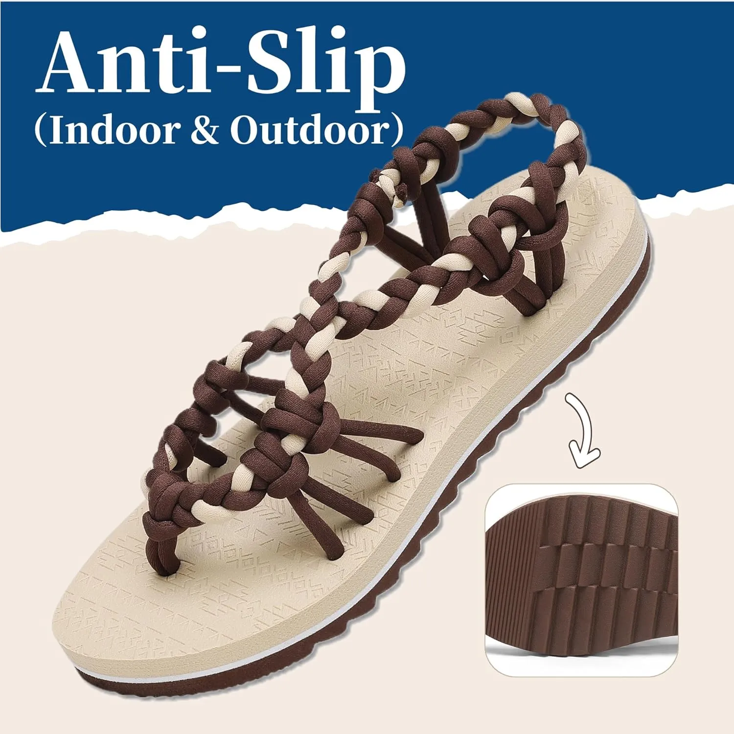Walking Sandals Women,Arch Support Sandals Women's,Comfortable Flat Sandals with Flip Flops for Beach Travel