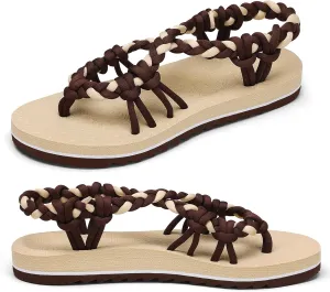Walking Sandals Women,Arch Support Sandals Women's,Comfortable Flat Sandals with Flip Flops for Beach Travel
