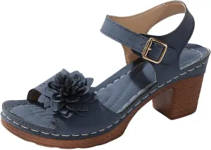 Wedge Sandals for Women 2025 Summer Arch Support Ankle Strap Sandals Breathable Hollow Open Toe High Heel Flower Shoes Casual Comfortable Bohemia Sandal