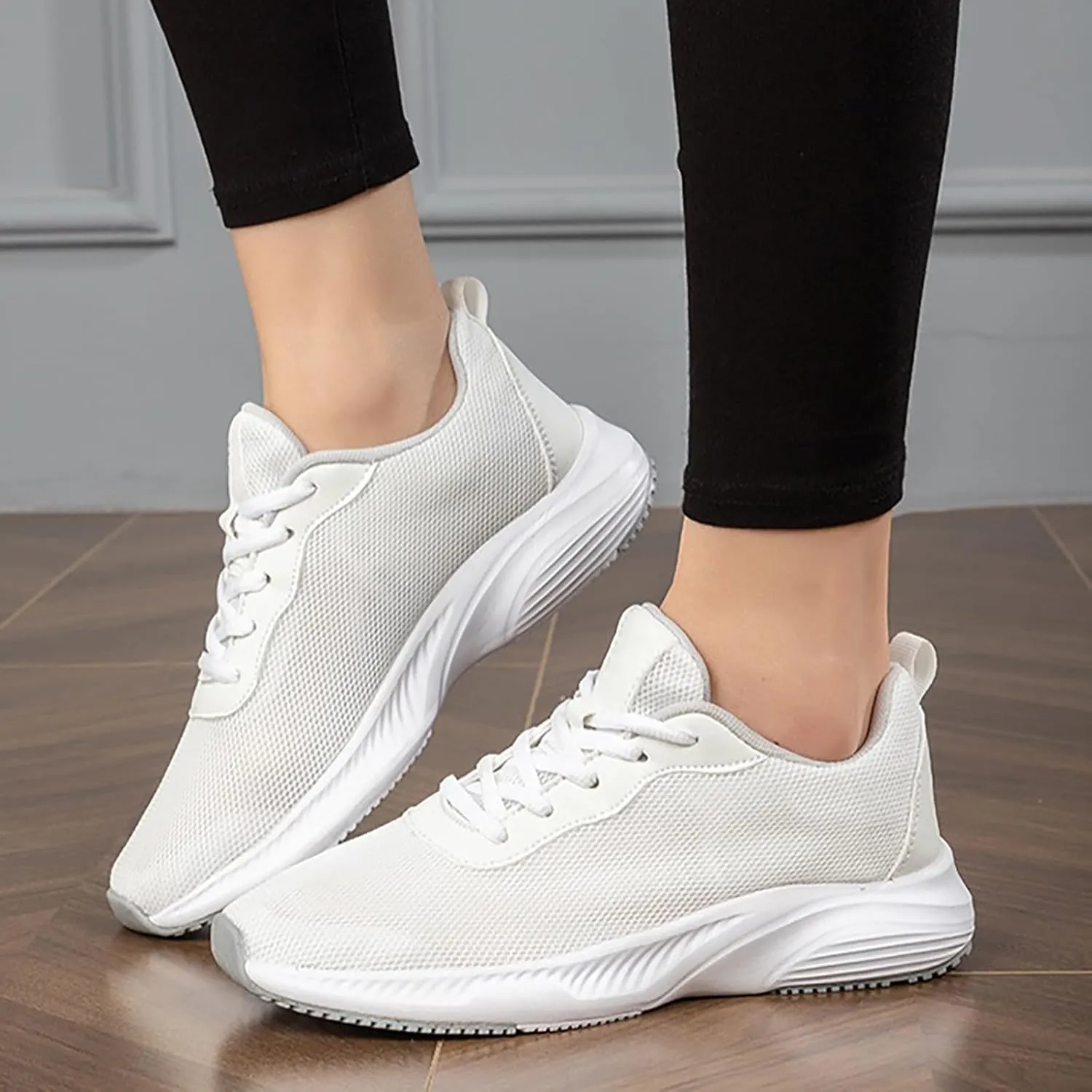 Women Gym Shoes Breathable Mesh Soft Platform Lace Up Sneakers Summer Casual Comfortable Non Slip Running Sport Shoes