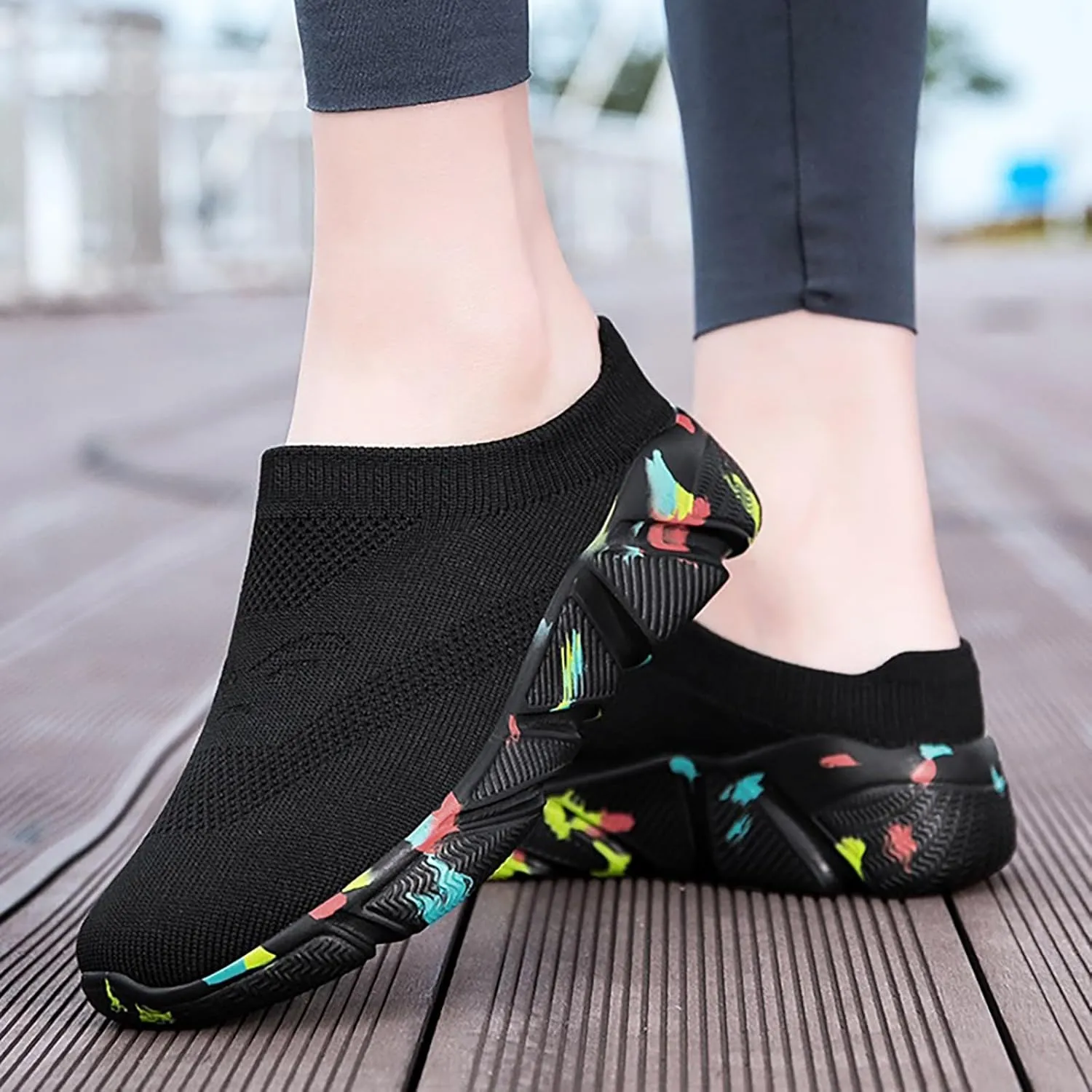 Women Gym Shoes Soft Platform Slip On Breathable Mesh Sneakers Summer Casual Comfortable Non Slip Walking Sport Shoes