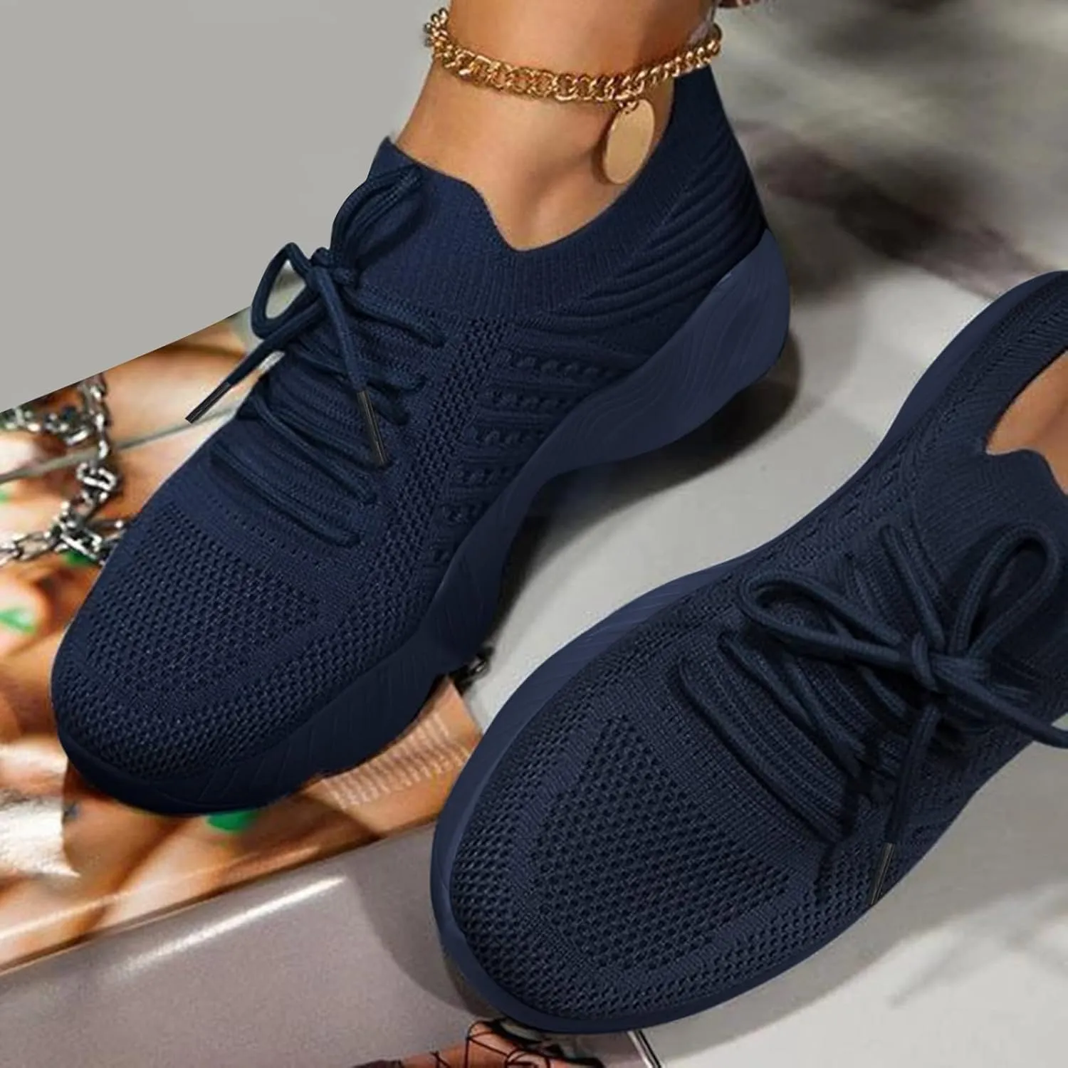 Womens Casual Shoes Arch Support Casual Dress Shoes Women's Fashion Sneakers Men's KnitFlex Breeze Mesh Sneakers Oxfords Lace High Top Basketball Shoe Cross Trainer Shoe