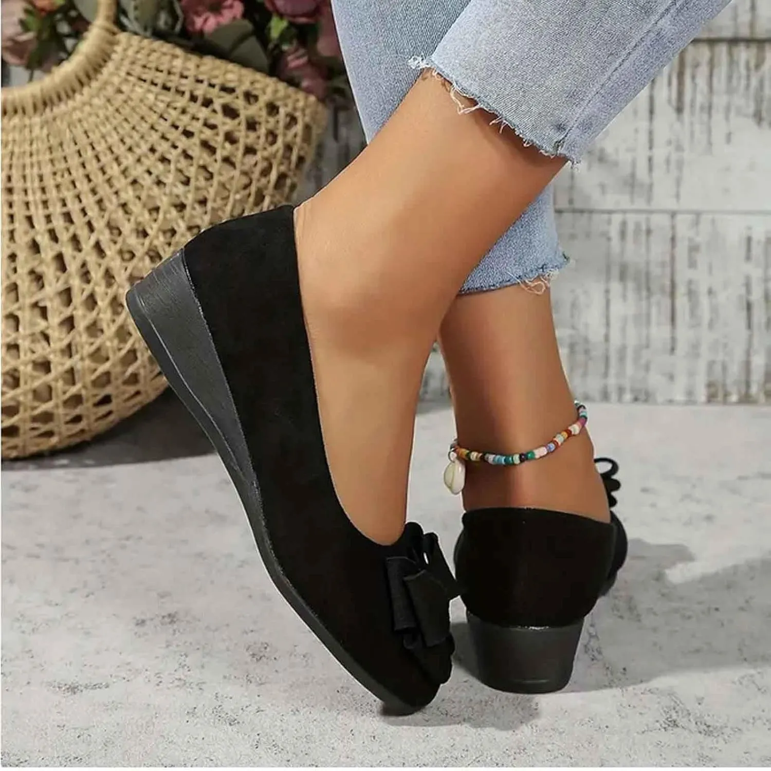 Women's Casual Slip On Shoes Wedge Heel Comfortable Everyday Wear Versatile Footwear for Work Dates Leisure Stylish