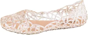 Women's Cut Out Flats Round Toe Slip On Shiny Dress Shoes Soft Comfortable Summer Outdoor Breathable Beach Walking Shoes