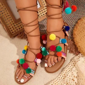 Women's Elastic Ankle Strap Flat Sandals Comfortable Ankle Strap Outdoor Walking Shoes Walking Dress Sandals