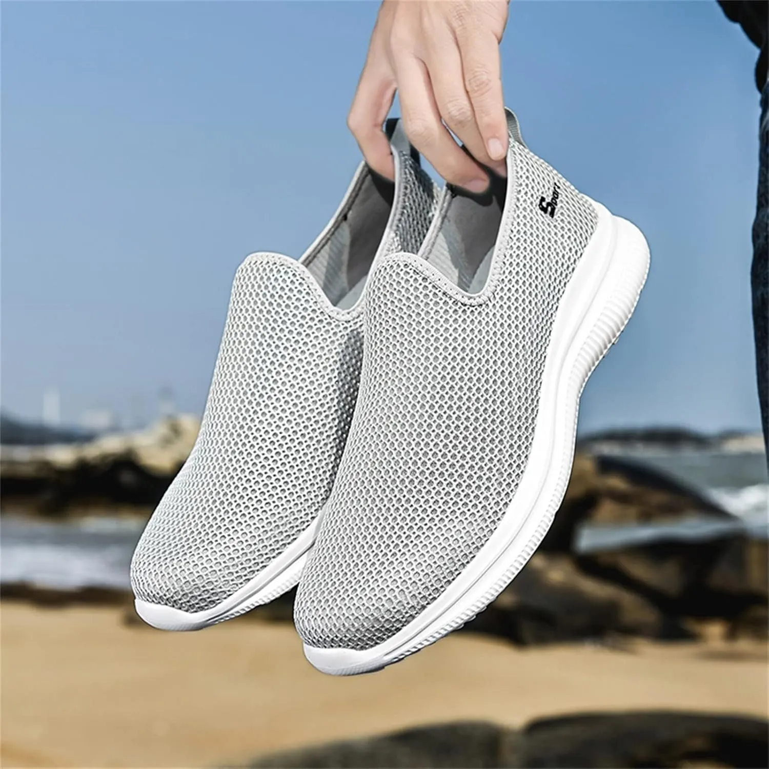 Women's Fashion Sneaker Mesh Slip On Black Non Slip Shoes for Women Comfortable White Running Shoes Men Suede Loafers Women Fashion Sneakers for Women
