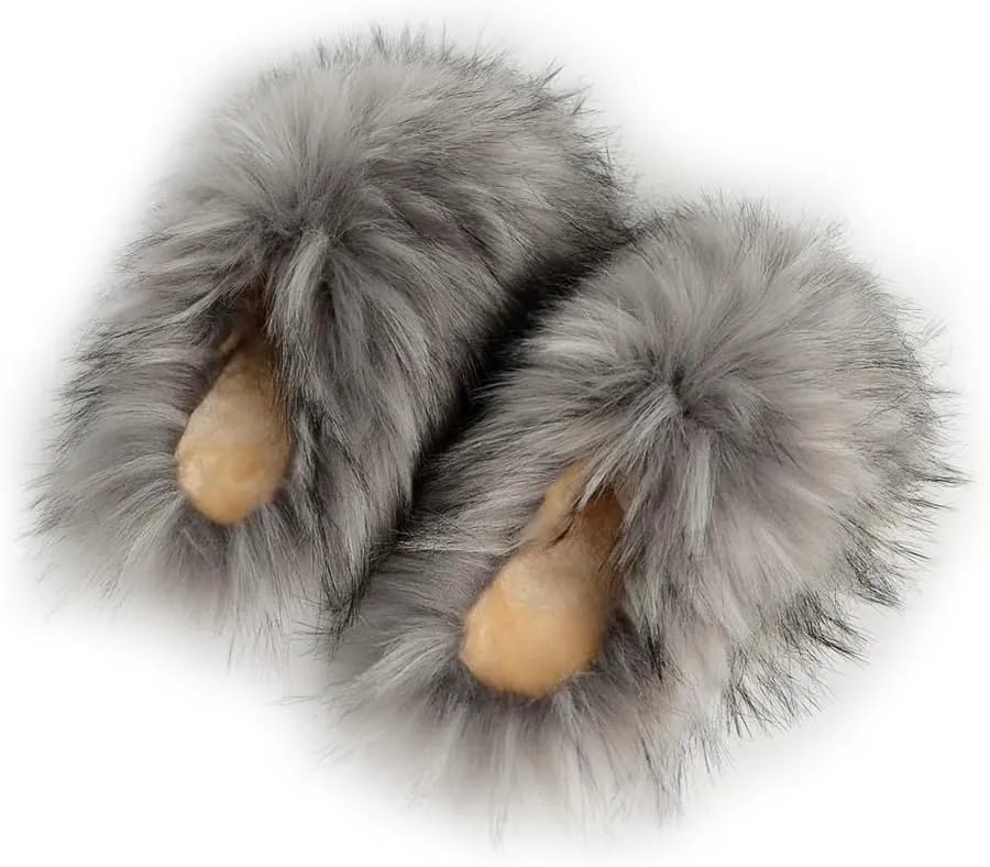 Womens Fluffy Faux Fur Slides Furry Soft Plush House Slippers Shoes Indoor Outdoor Slip On Slipper