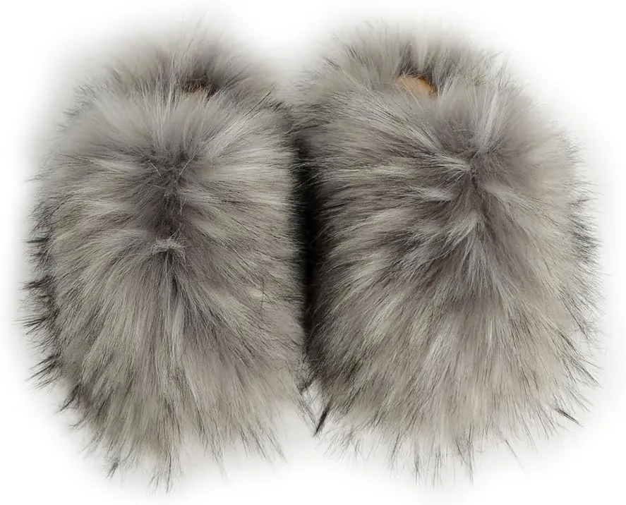 Womens Fluffy Faux Fur Slides Furry Soft Plush House Slippers Shoes Indoor Outdoor Slip On Slipper