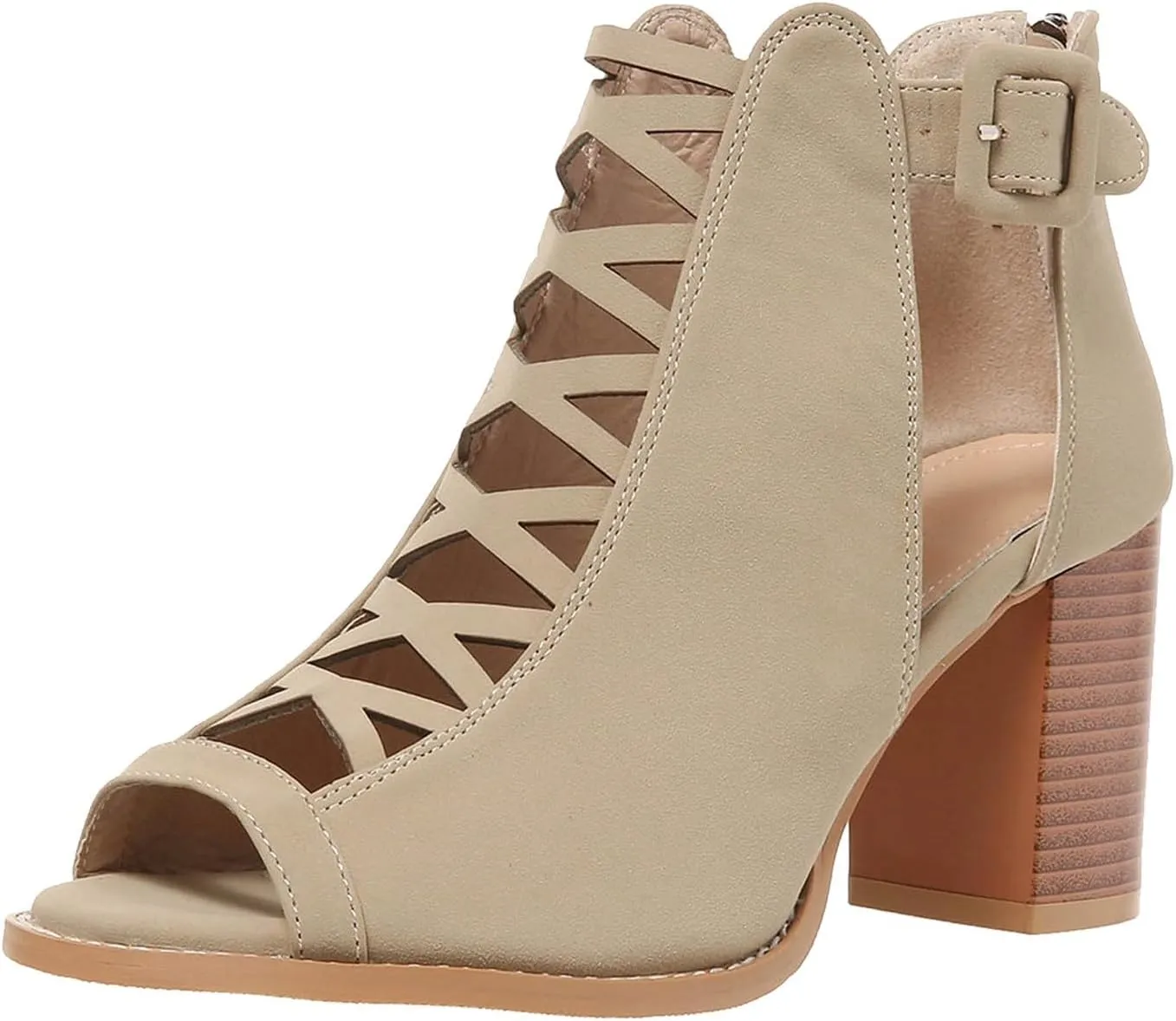 Women's Open Toe Booties with Block Heel and Side Comfortable and Stylish Cut Out Thong High Heels Sandals for Women