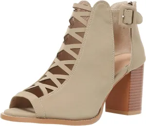 Women's Open Toe Booties with Block Heel and Side Comfortable and Stylish Cut Out Thong High Heels Sandals for Women
