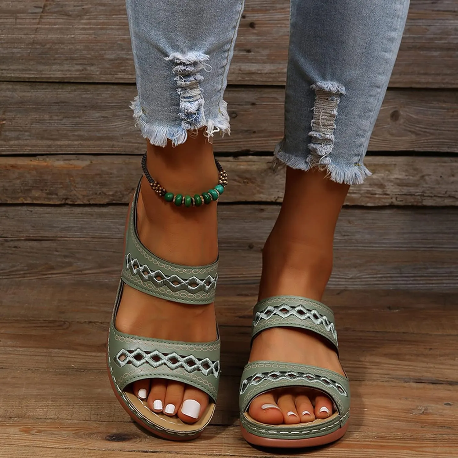 Womens Orthopedic Sandals with Arch Support Walking Shoes Comfortable Plantar Fasciitis Relief Adjustable Thick Sole Summer Beach Casual Outdoor Slides