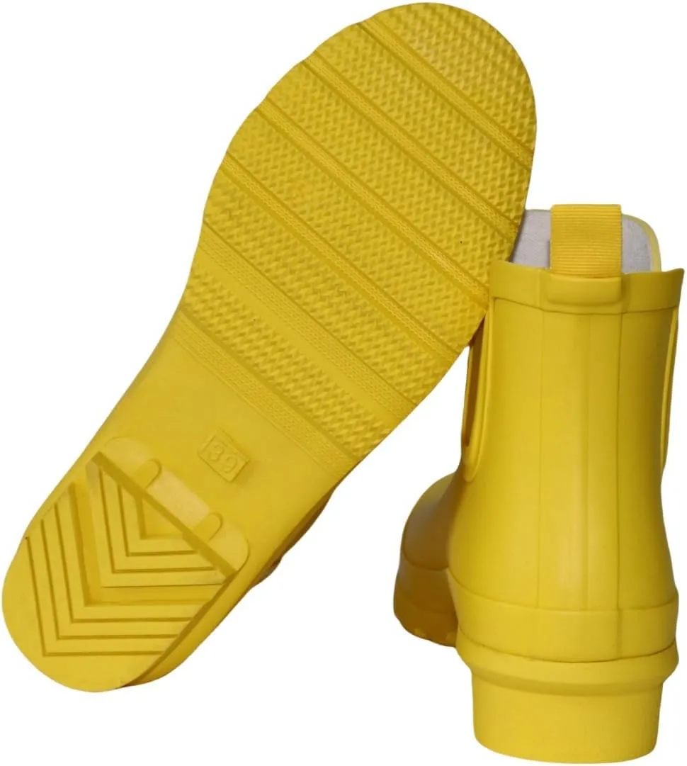 Women's Rubber Rain Boots Waterproof And Anti-slipping Rainboots For Women Stylish Light Ankle Rain Shoes-Runs 1 size samller