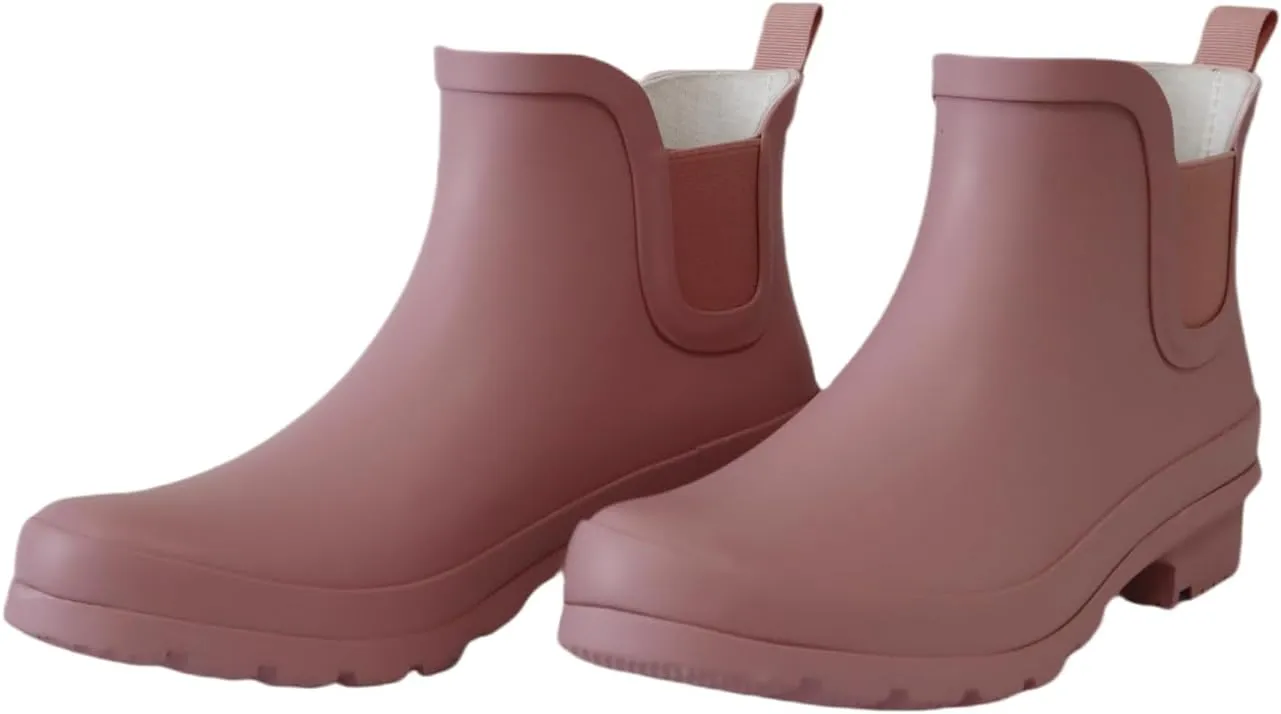 Women's Rubber Rain Boots Waterproof And Anti-slipping Rainboots For Women Stylish Light Ankle Rain Shoes-Runs 1 size samller