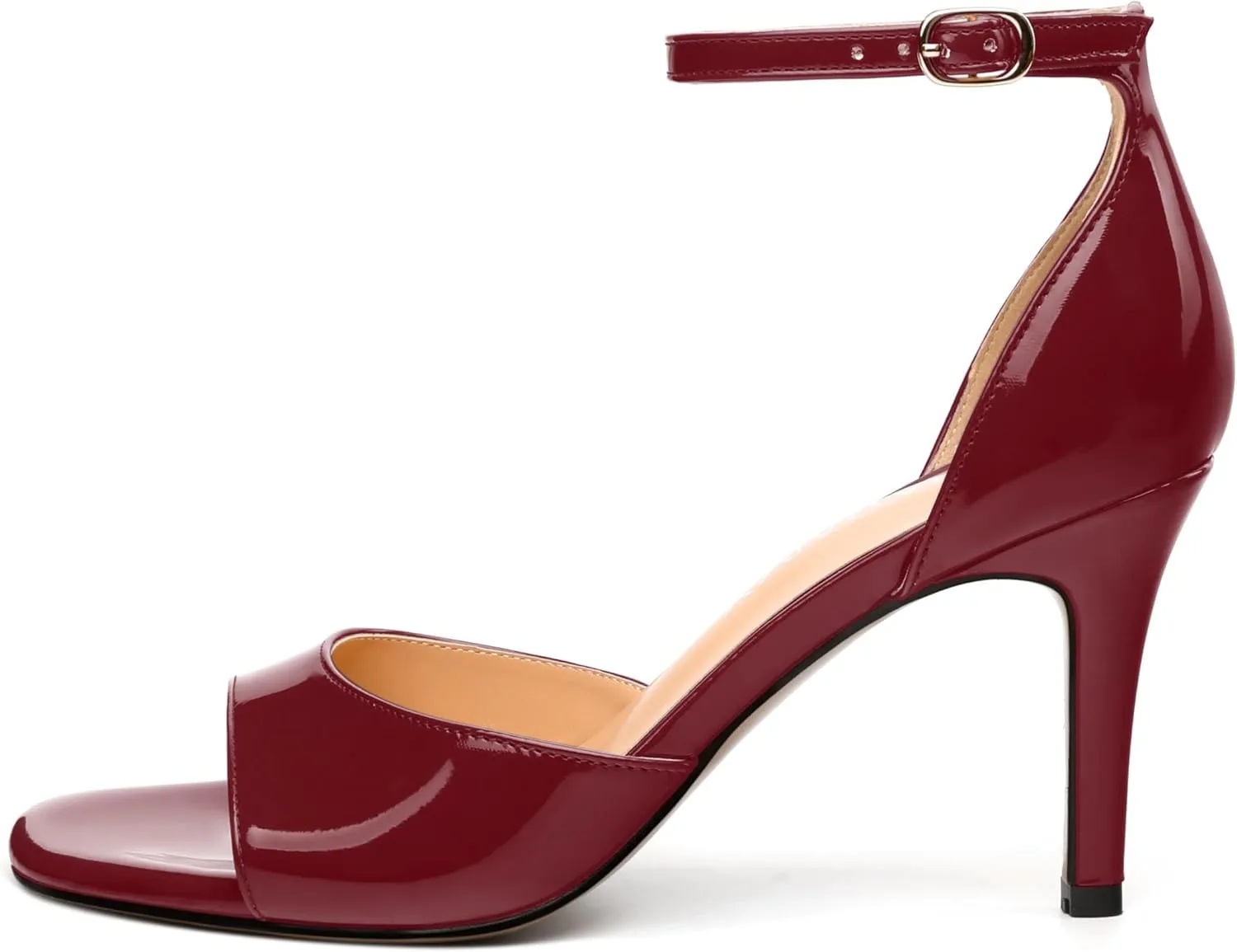 Women's Sandals High Stilettos Open Square Toe Ankle Strap Solid Fashion Dress Shoes Wedding Party Pumps Heeled Sandals