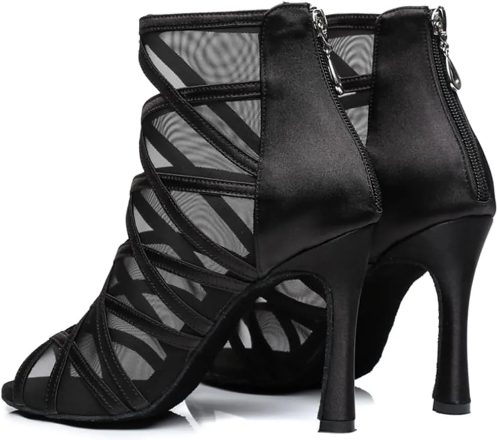 Women's Stylish Open Toe Latin Dance Boots Ballroom Tango Party Wedding Performance Practice Dance Shoes