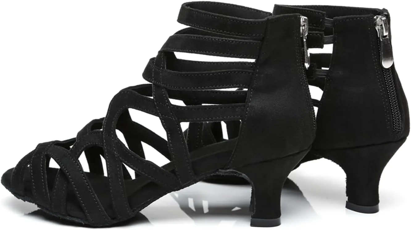Women's Stylish Open Toe Latin Dance Boots Ballroom Tango Party Wedding Performance Practice Dance Shoes