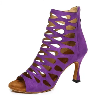 Women's Stylish Open Toe Latin Dance Boots Ballroom Tango Party Wedding Performance Practice Dance Shoes