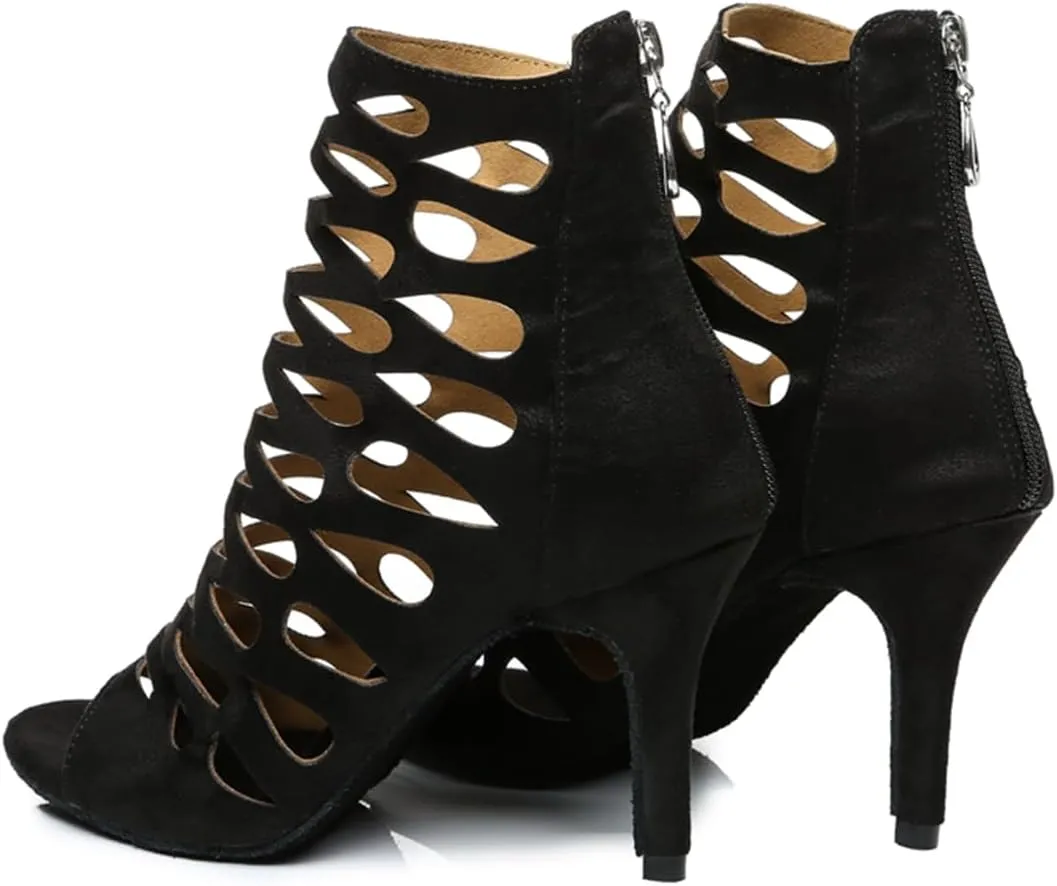 Women's Stylish Open Toe Latin Dance Boots Ballroom Tango Party Wedding Performance Practice Dance Shoes