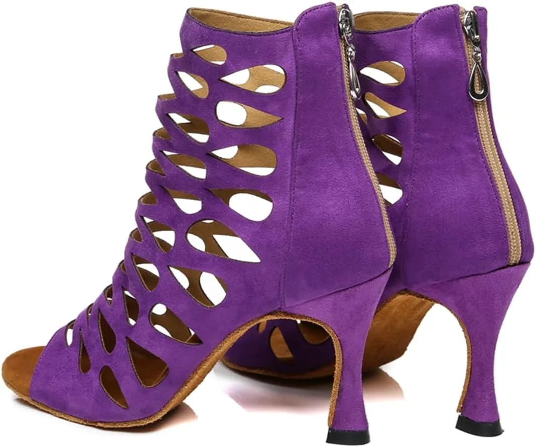 Women's Stylish Open Toe Latin Dance Boots Ballroom Tango Party Wedding Performance Practice Dance Shoes