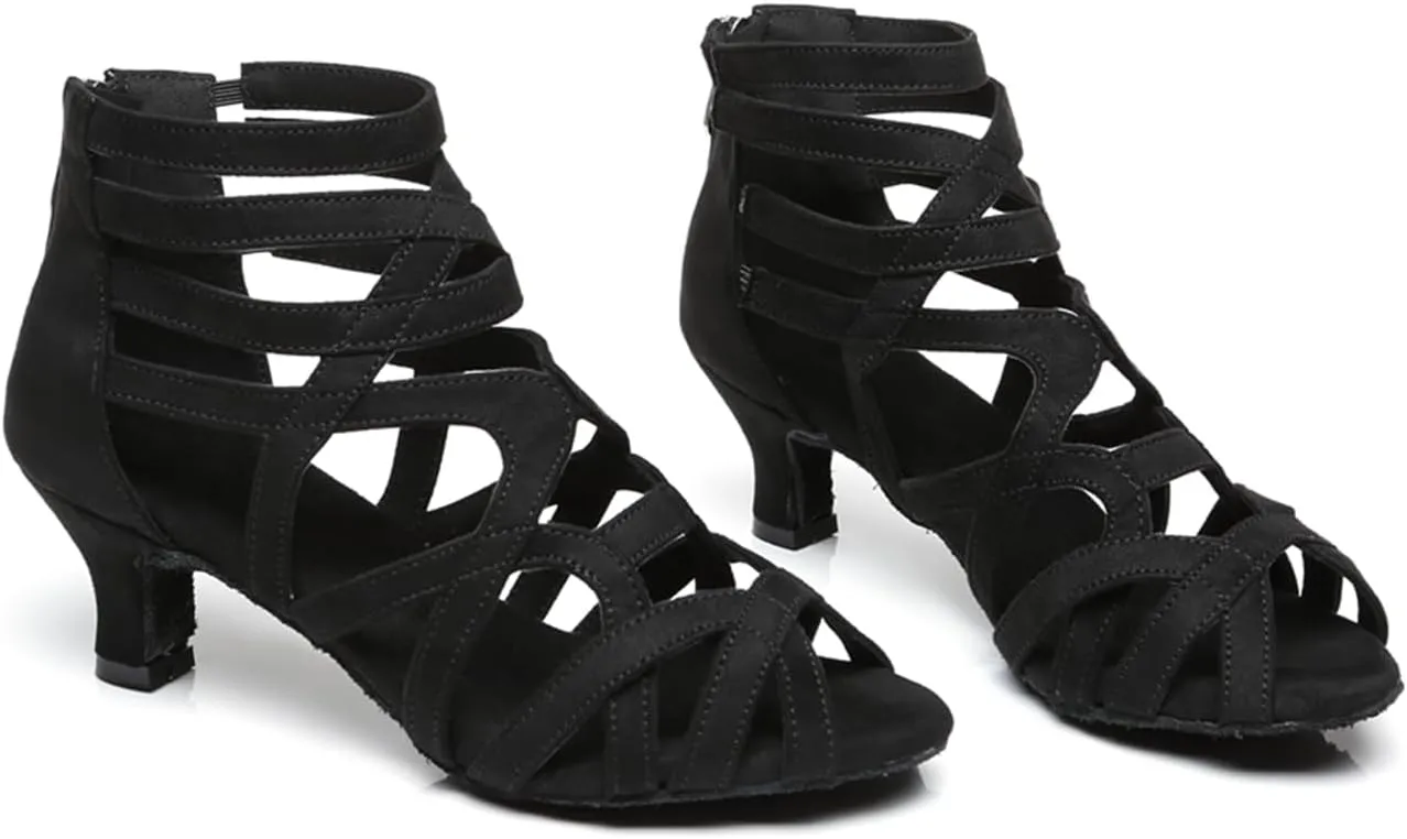 Women's Stylish Open Toe Latin Dance Boots Ballroom Tango Party Wedding Performance Practice Dance Shoes