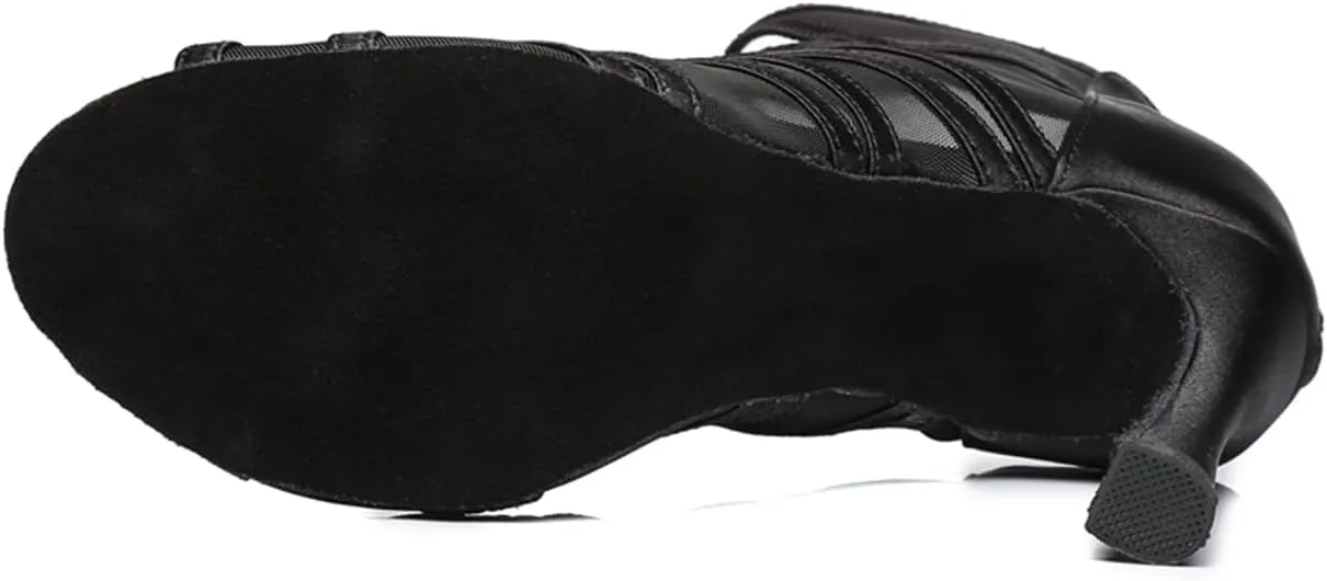 Women's Stylish Open Toe Latin Dance Boots Ballroom Tango Party Wedding Performance Practice Dance Shoes