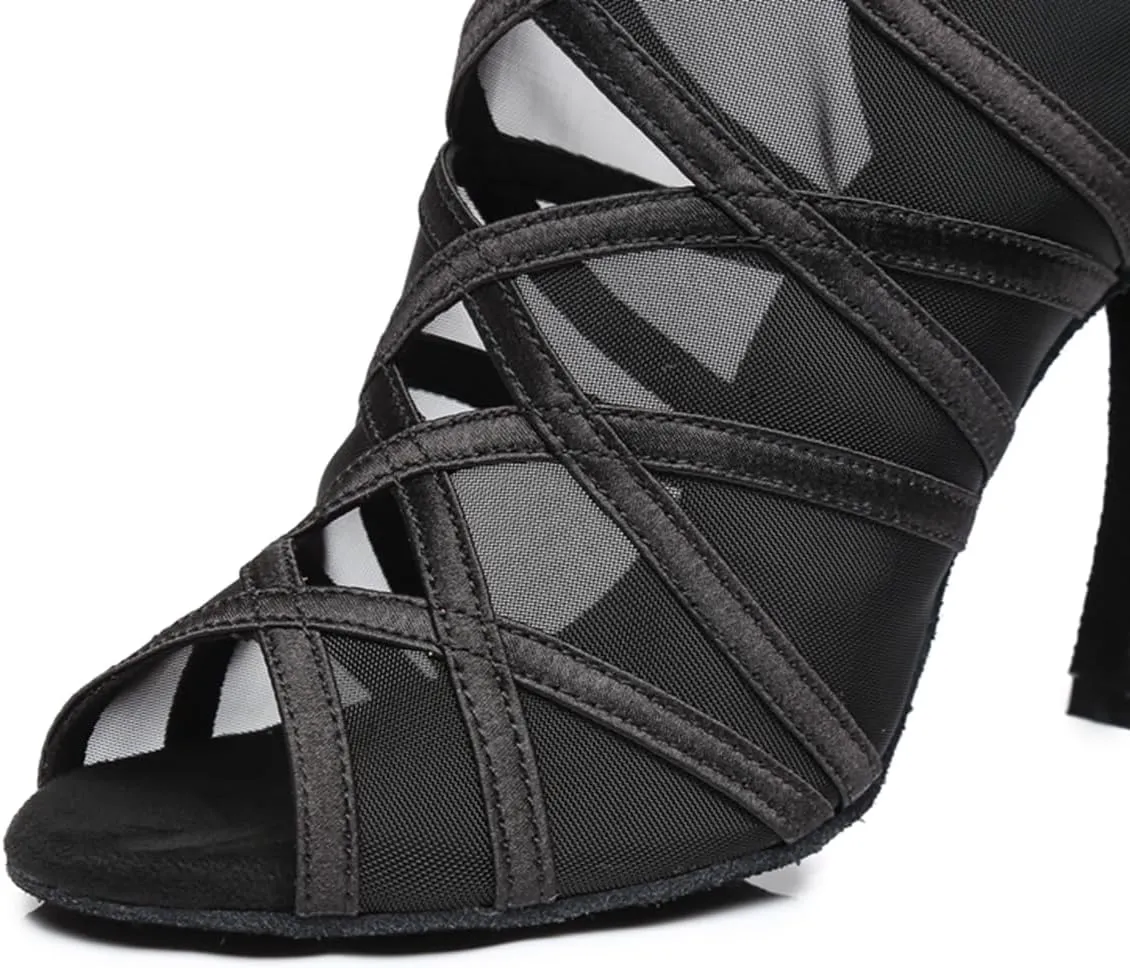 Women's Stylish Open Toe Latin Dance Boots Ballroom Tango Party Wedding Performance Practice Dance Shoes