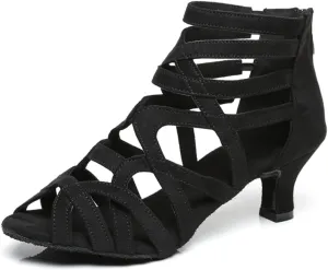 Women's Stylish Open Toe Latin Dance Boots Ballroom Tango Party Wedding Performance Practice Dance Shoes