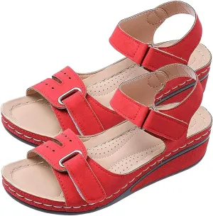 Womens Summer Sandals with Arch Support Comfort Wear Orthowear Shoes Wide Width Open Toe Flats Orthopedic Shoes Lightweight Breathable Roman Style Sandals for Vacation Beach Walking Casual Shoe