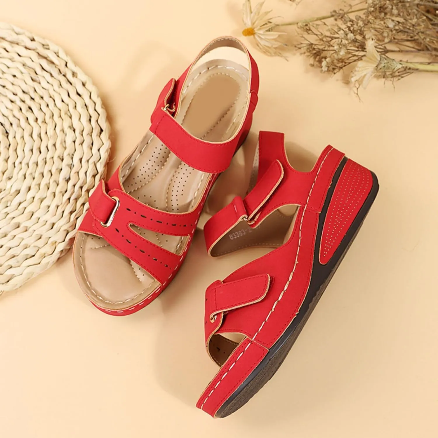 Womens Summer Sandals with Arch Support Comfort Wear Orthowear Shoes Wide Width Open Toe Flats Orthopedic Shoes Lightweight Breathable Roman Style Sandals for Vacation Beach Walking Casual Shoe