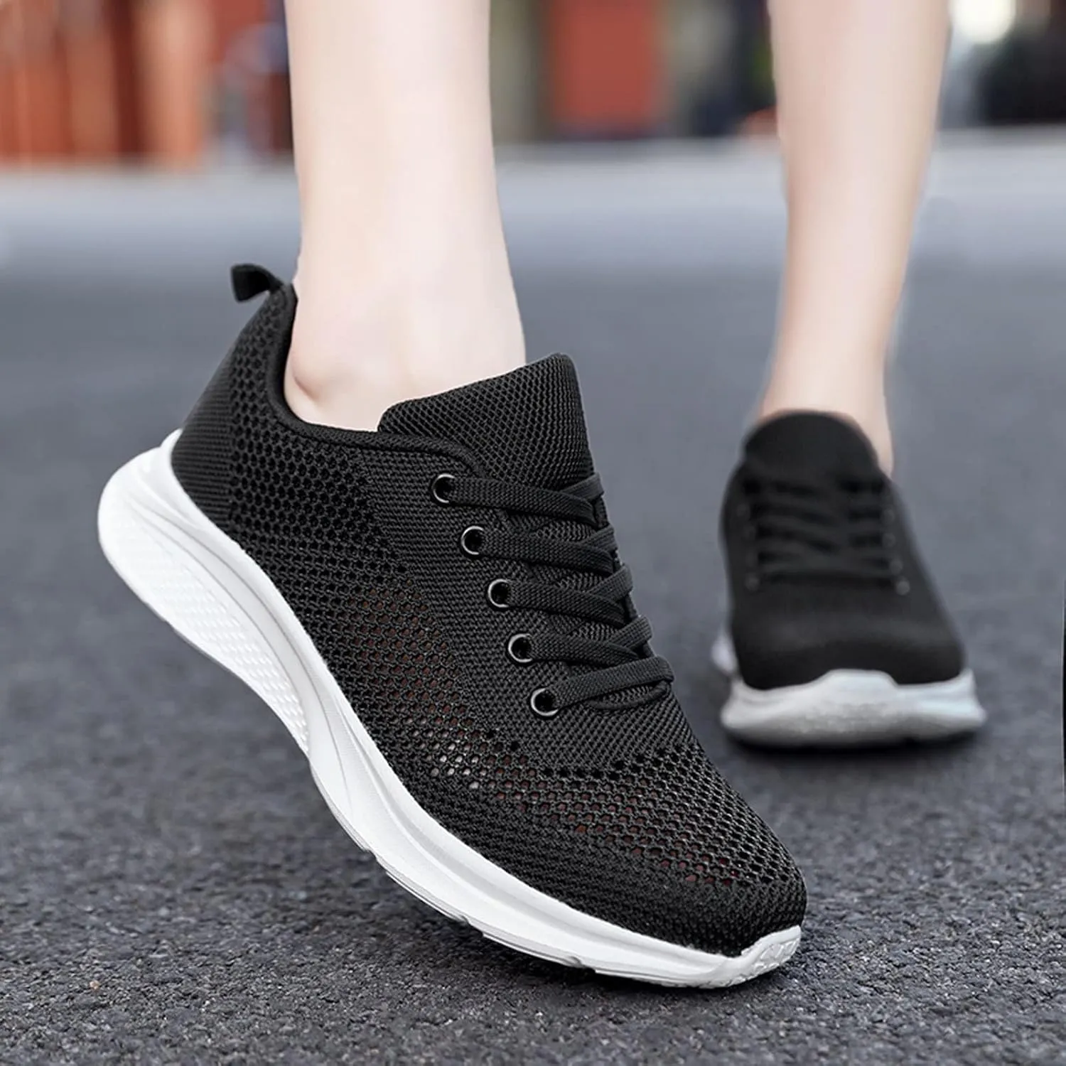 Women's Walking Shoes Mesh Breathable Lightweight Fashion Mens Running Shoes Sports Men's Shoes Casual Waterproof Sneakers Black Tennis Shoe Cross Trainer Shoe