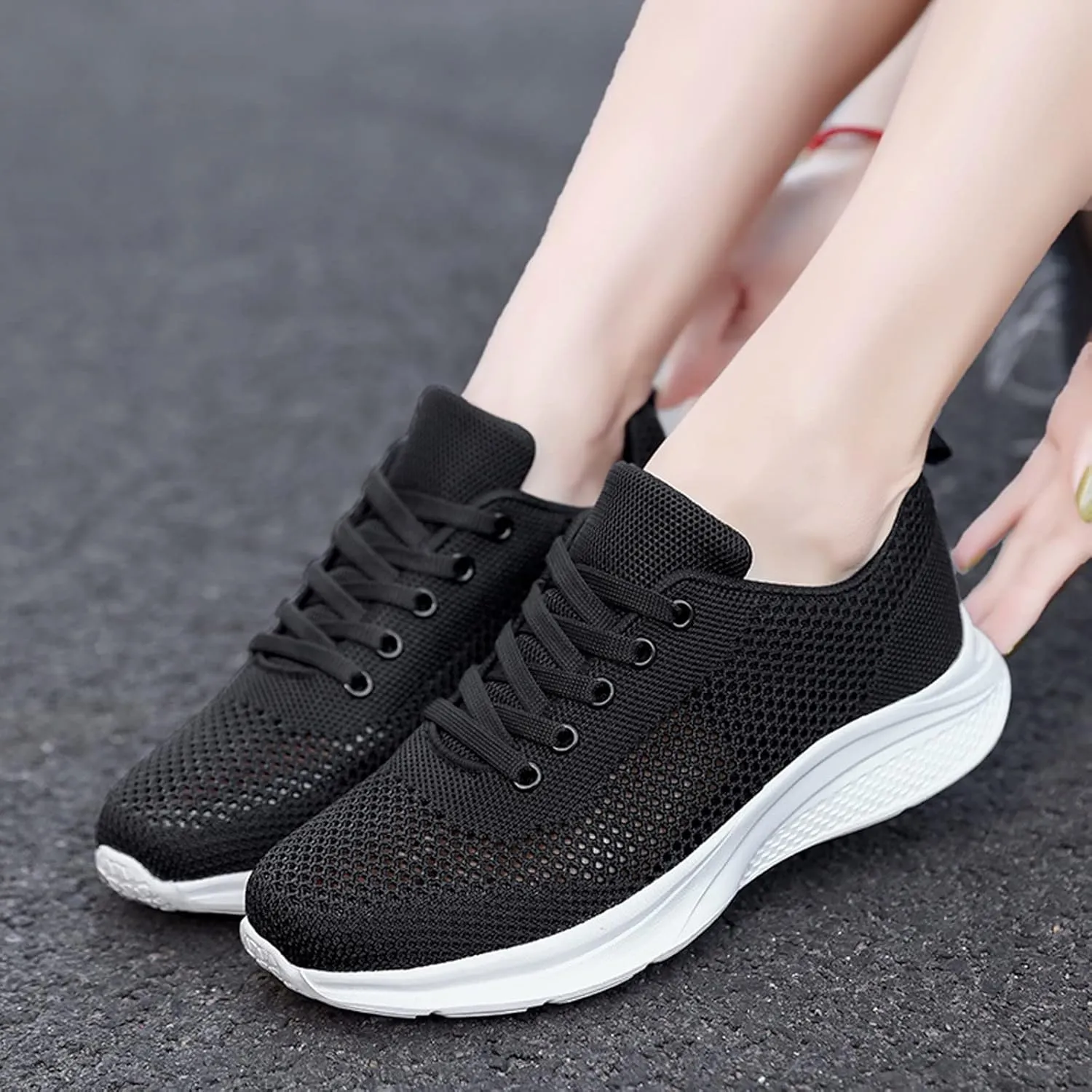 Women's Walking Shoes Mesh Breathable Lightweight Fashion Mens Running Shoes Sports Men's Shoes Casual Waterproof Sneakers Black Tennis Shoe Cross Trainer Shoe