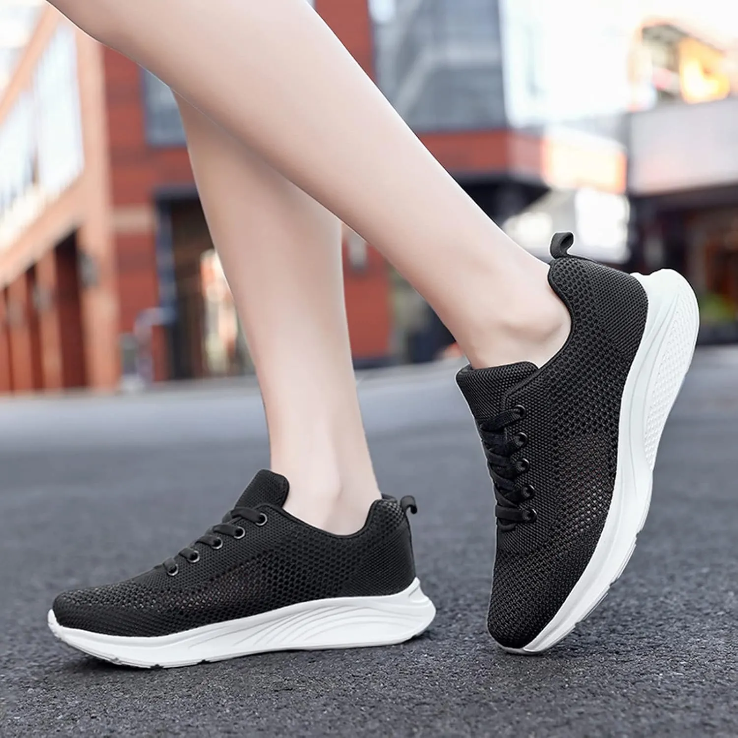 Women's Walking Shoes Mesh Breathable Lightweight Fashion Mens Running Shoes Sports Men's Shoes Casual Waterproof Sneakers Black Tennis Shoe Cross Trainer Shoe