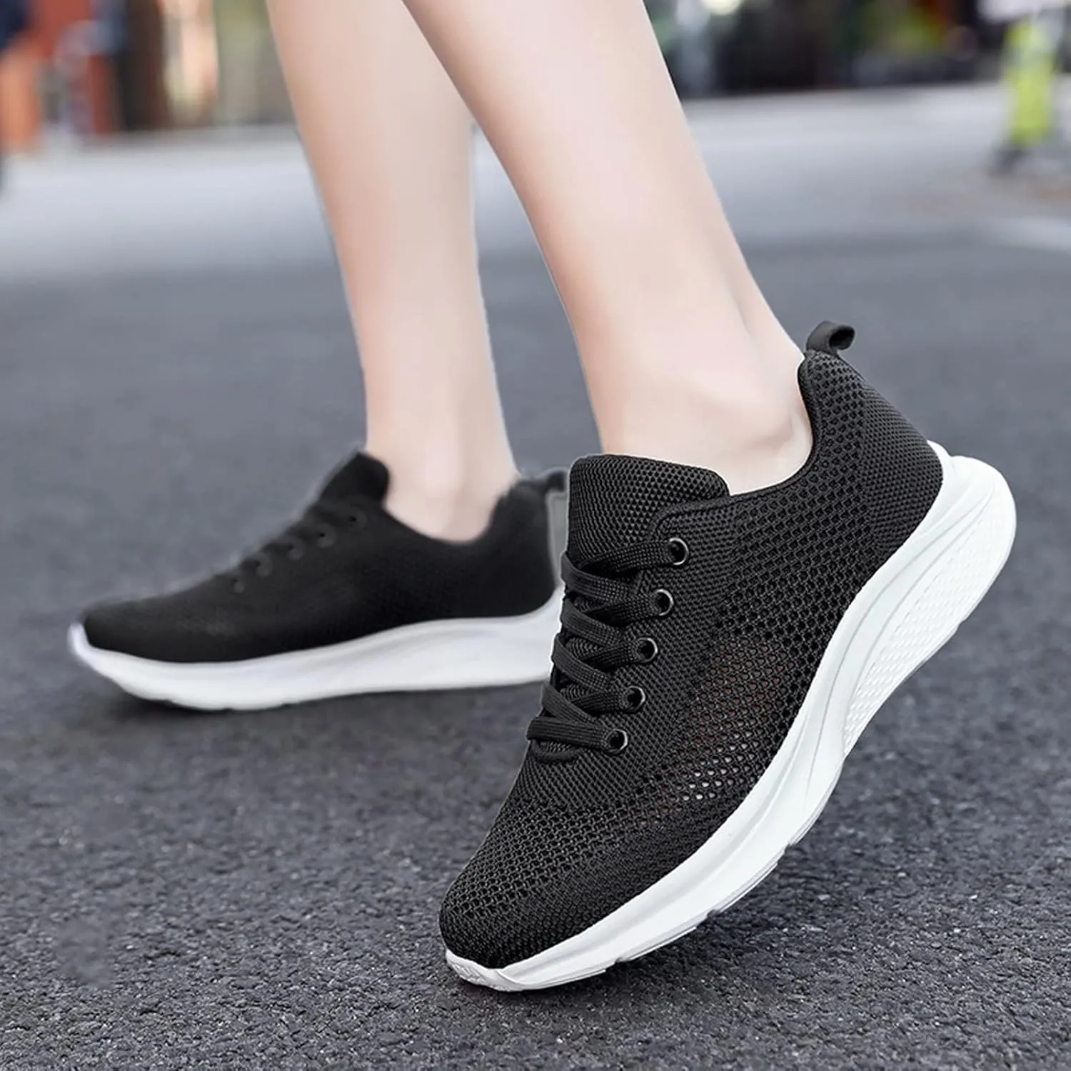 Women's Walking Shoes Mesh Breathable Lightweight Fashion Mens Running Shoes Sports Men's Shoes Casual Waterproof Sneakers Black Tennis Shoe Cross Trainer Shoe
