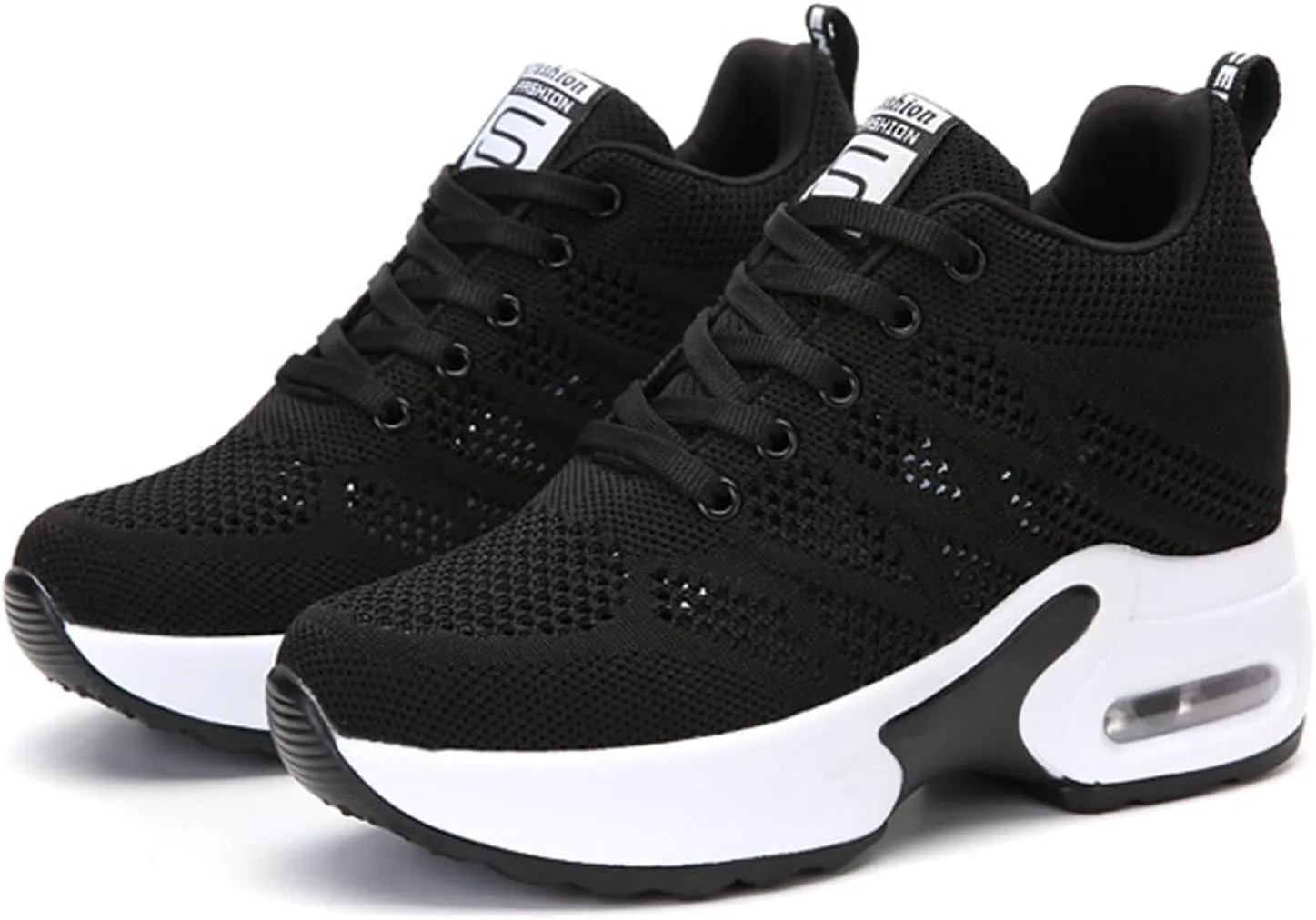 Womens Wedge Walking Shoes Slip on Dressy Knitted Non Slip Arch Support Running Shoes Breathable Mesh Sports Workout Tennis Shoes Lightweight Fashion Sneakers
