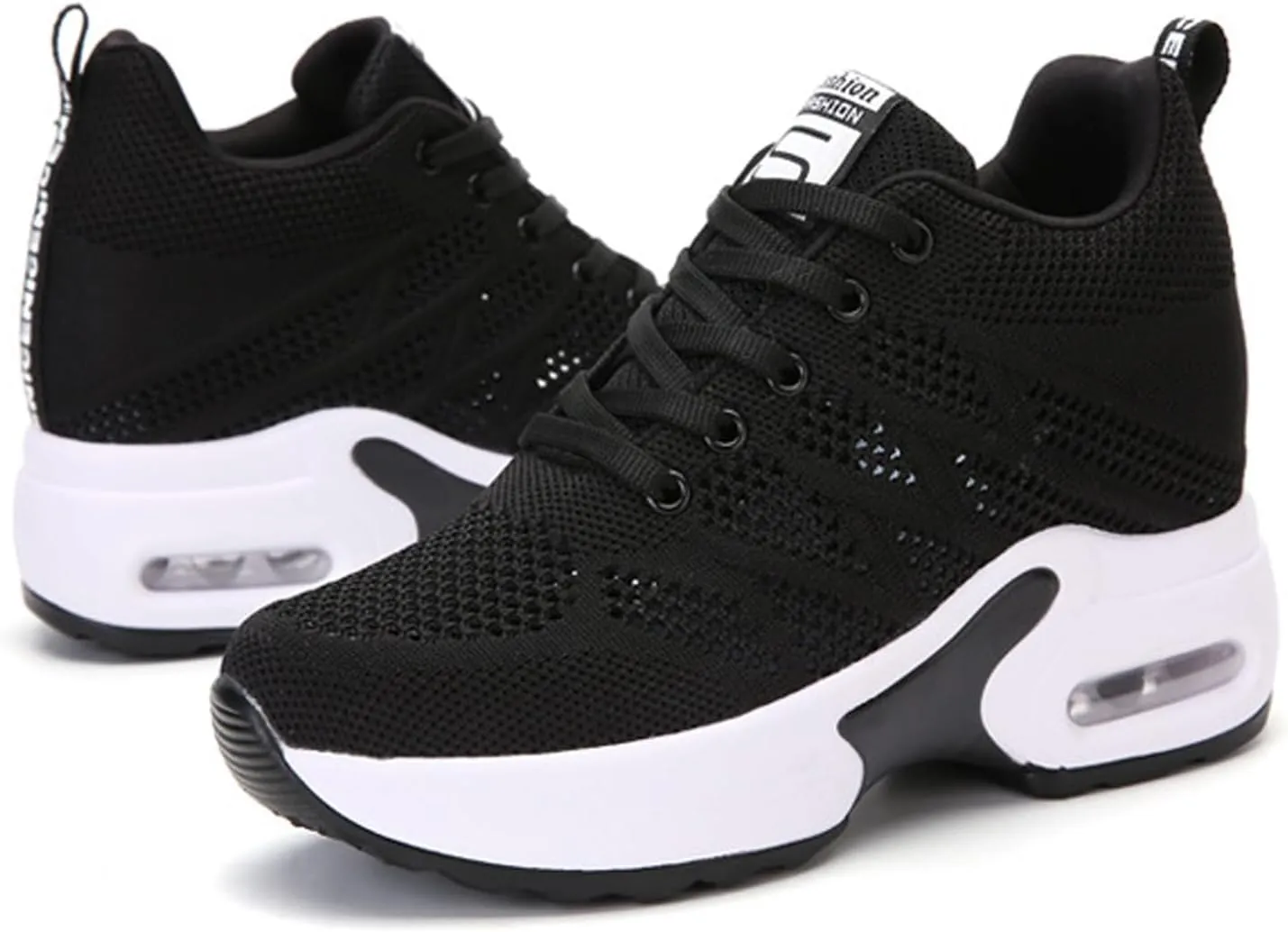Womens Wedge Walking Shoes Slip on Dressy Knitted Non Slip Arch Support Running Shoes Breathable Mesh Sports Workout Tennis Shoes Lightweight Fashion Sneakers