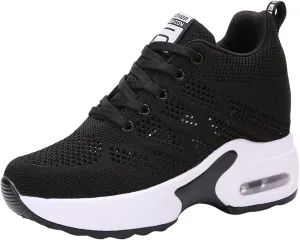 Womens Wedge Walking Shoes Slip on Dressy Knitted Non Slip Arch Support Running Shoes Breathable Mesh Sports Workout Tennis Shoes Lightweight Fashion Sneakers